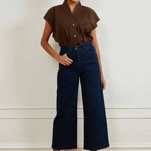 Simone Wide Crop Jeans - Dark Indigo